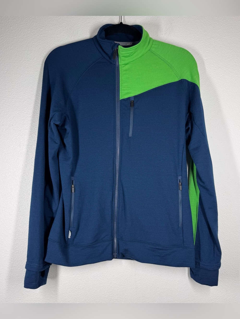 Icebreaker Merino Wool Full Zip Jacket Sweater Green Blue Gorpcore Women’s Large